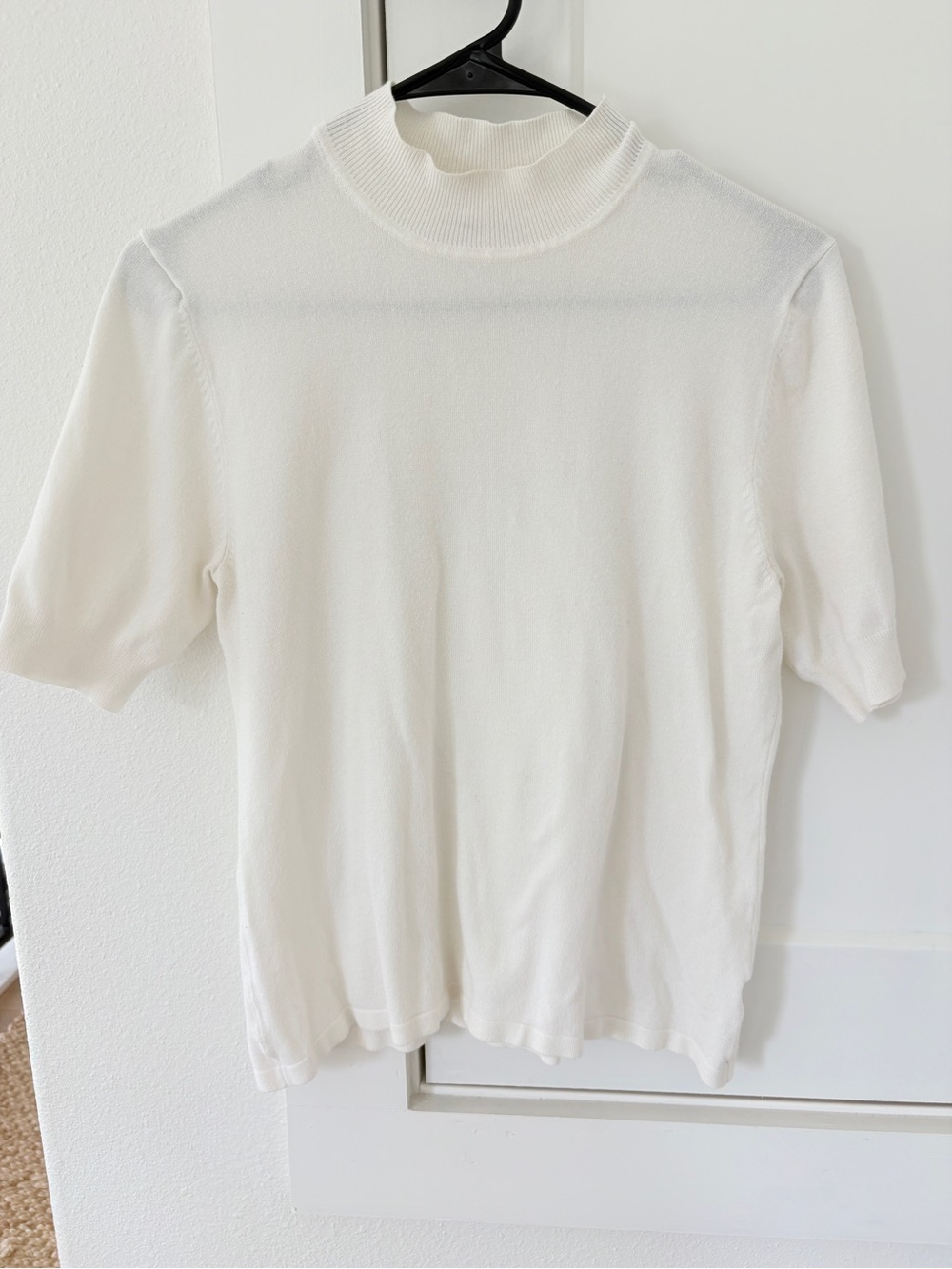 Coldwater Creek White Short-Sleeve Mock Neck Polo